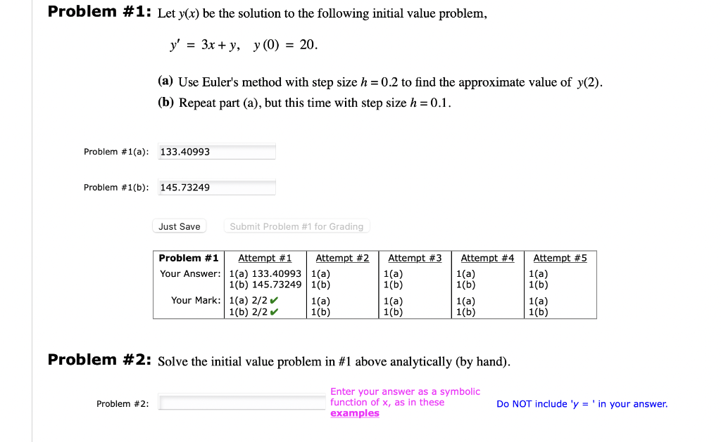 Solved Problem # 1: Let Y(x) Be The Solution To The | Chegg.com