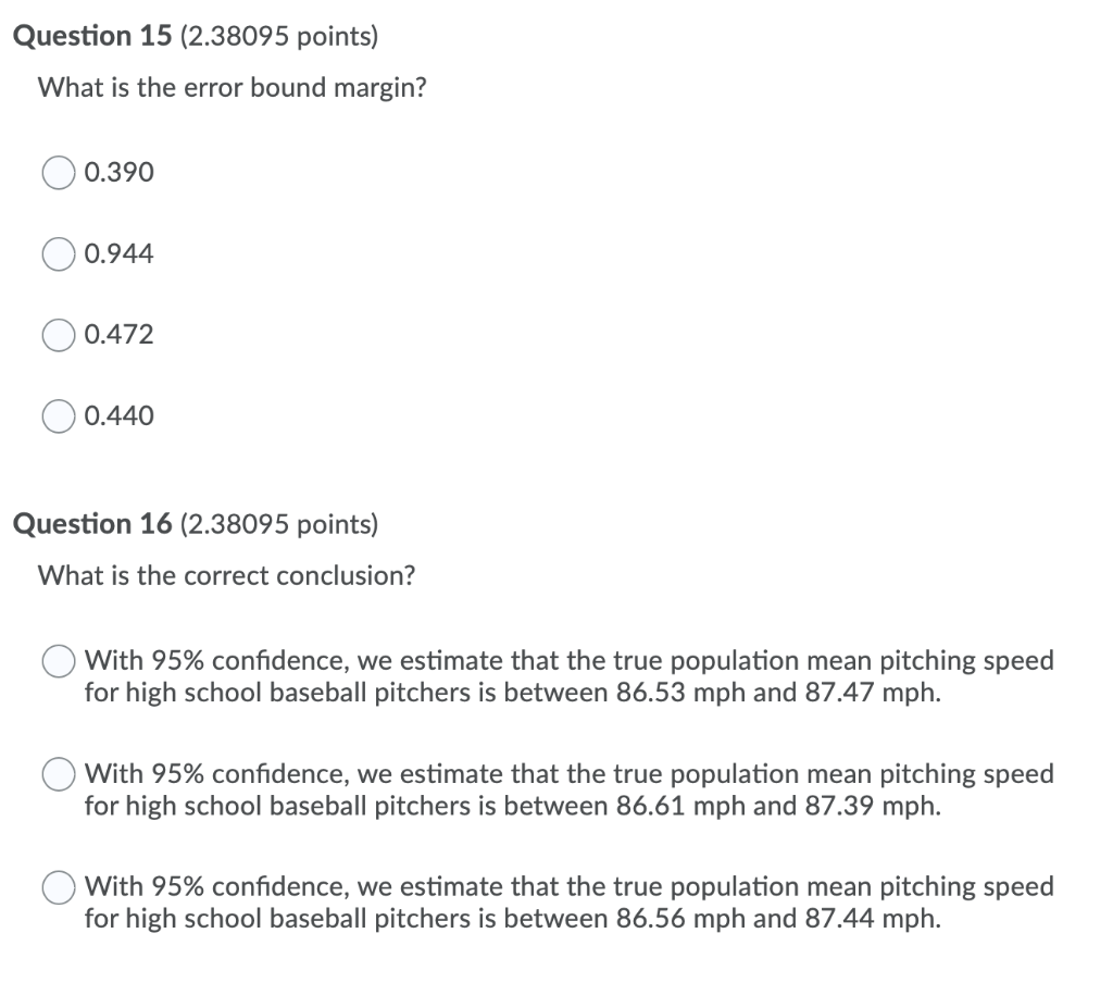 Solved Suppose you sample 19 high school baseball pitchers