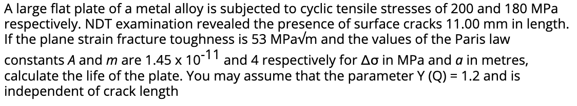 Solved A large flat plate of a metal alloy is subjected to | Chegg.com