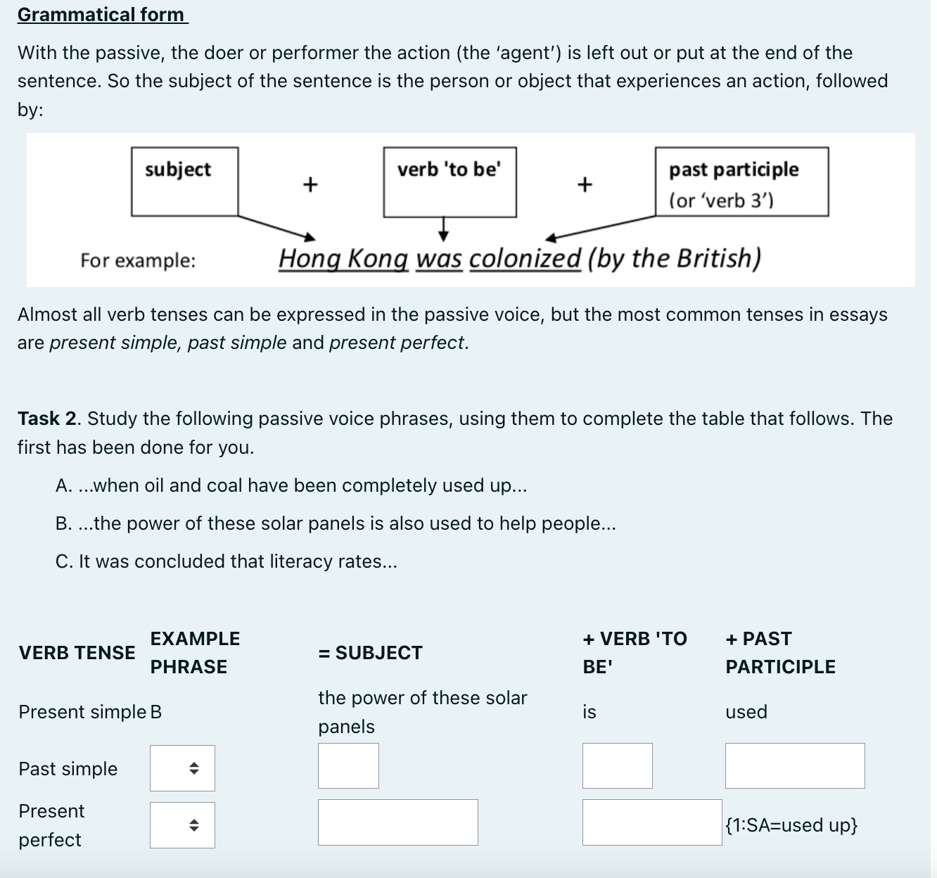 Grammatical form With the passive, the doer or | Chegg.com