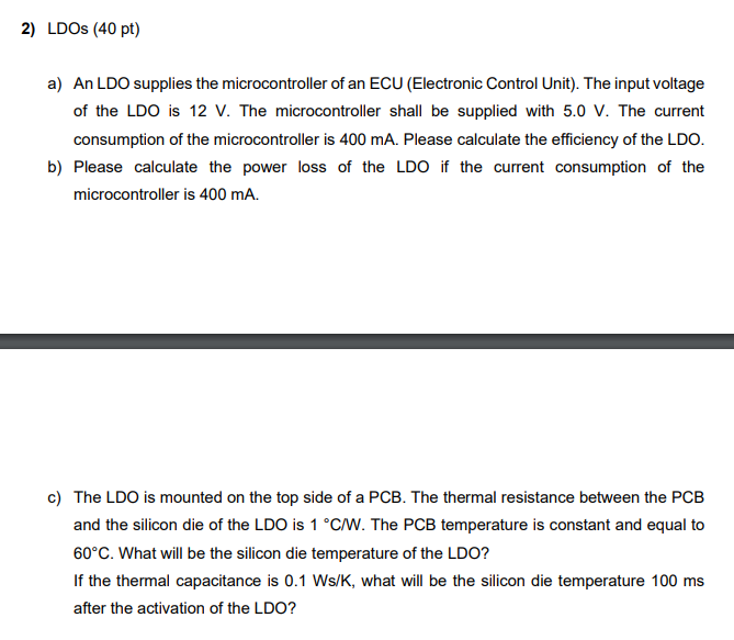 2) LDOS (40 pt) a) An LDO supplies the | Chegg.com