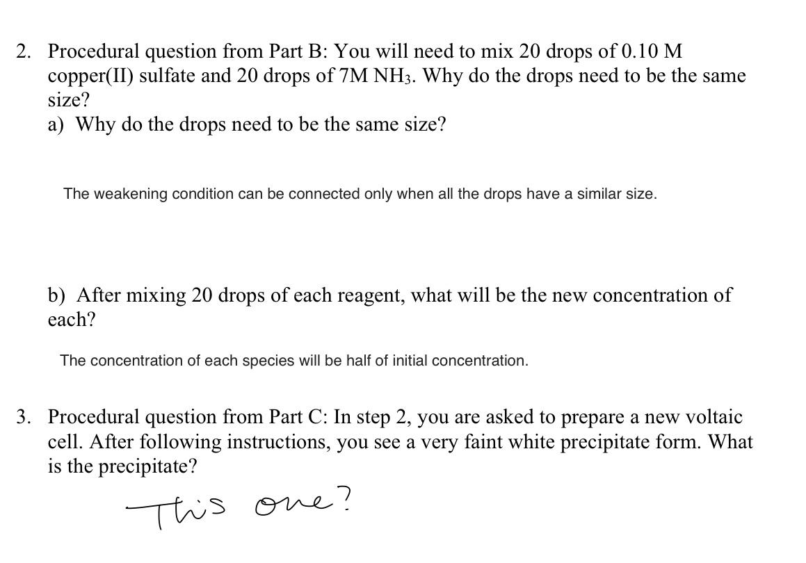 Solved Procedural Question From Part B: You Will Need To Mix | Chegg.com