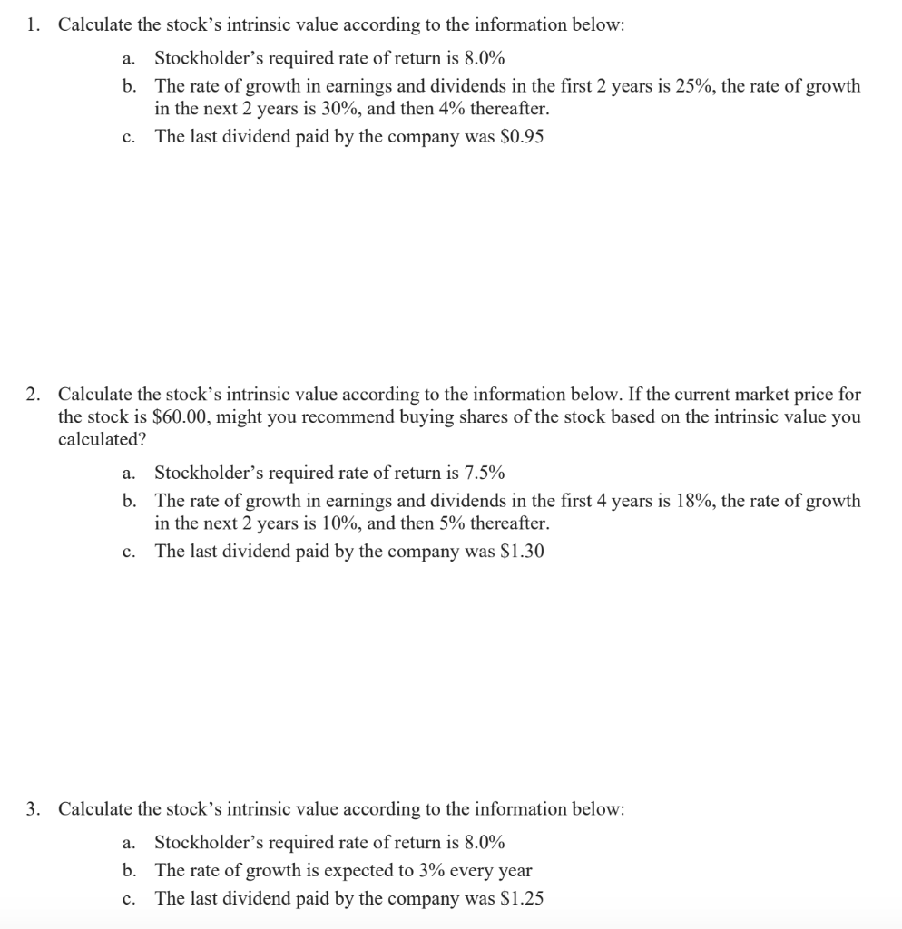 calculating intrinsic value of stock