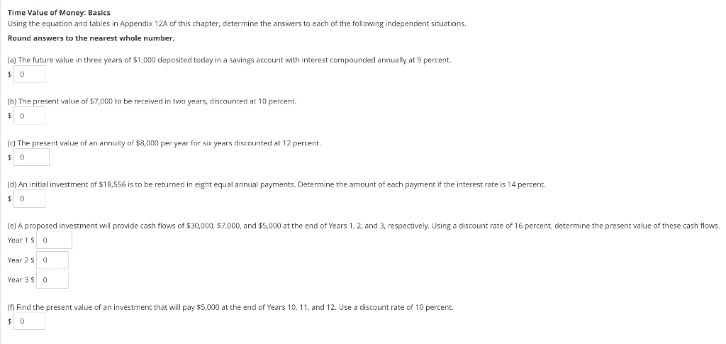 Solved Time Value of Money: Basics Using the equation and | Chegg.com