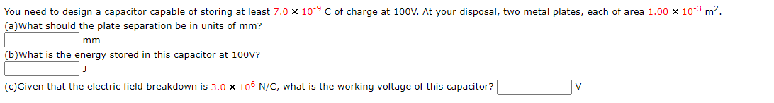 Solved You need to design a capacitor capable of storing at | Chegg.com