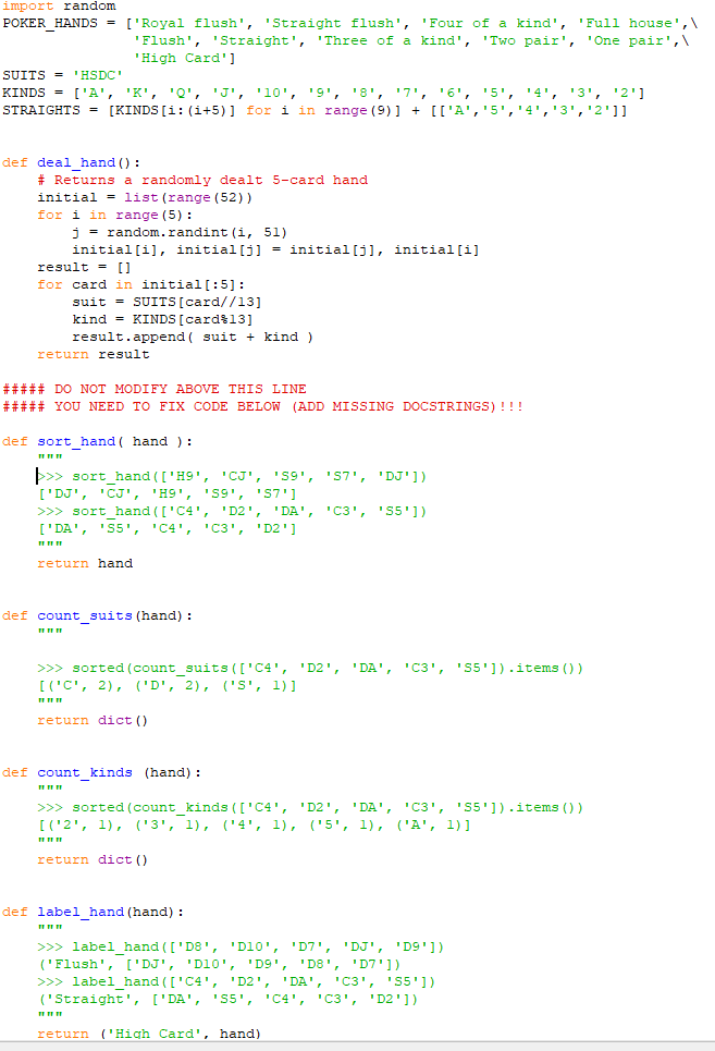 Solved PYTHON As you probably know, a standard deck of | Chegg.com