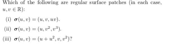 Solved Which of the following are regular surface patches in | Chegg.com