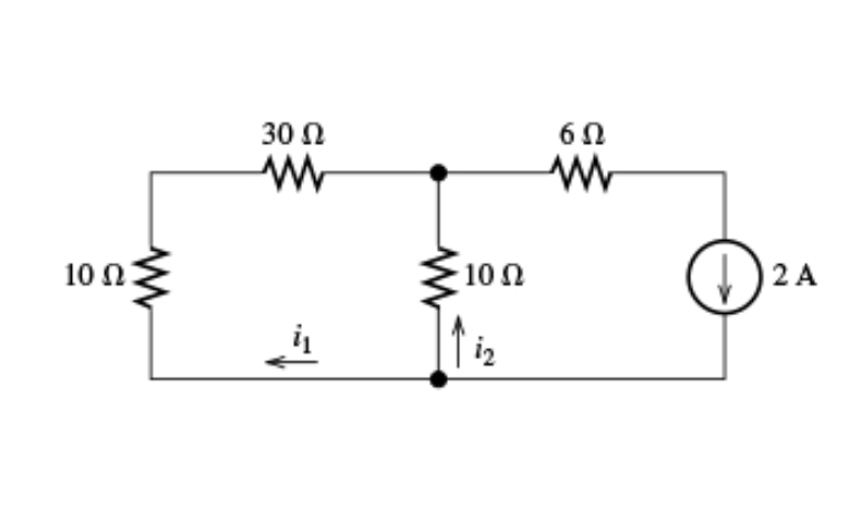 Solved 30 Ω 6Ω w M 10 Ω 10 Ω 2Α i, 11, | Chegg.com