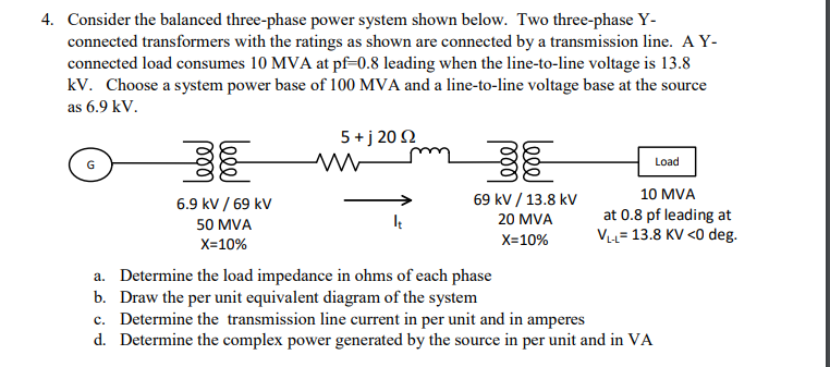 Solved 4. Consider The Balanced Three-phase Power System | Chegg.com