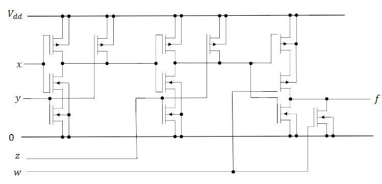 Solved What is f in this circuit? Add one or more CMOS | Chegg.com