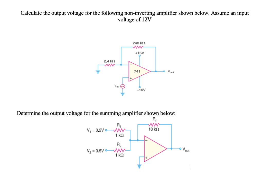 Solved Calculate the output voltage for the following | Chegg.com