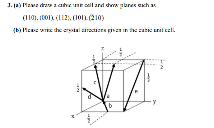Solved 3. (a) Please draw a cubic unit cell and show planes | Chegg.com