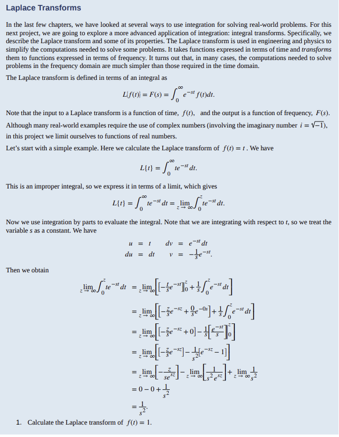 Solved Laplace Transforms In the last few chapters, we have | Chegg.com