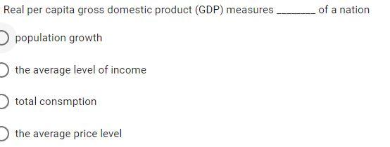 Solved Real per capita gross domestic product (GDP) measures | Chegg.com