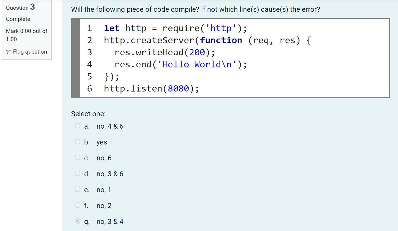 Solved Question 3 Will the following piece of code compile? | Chegg.com