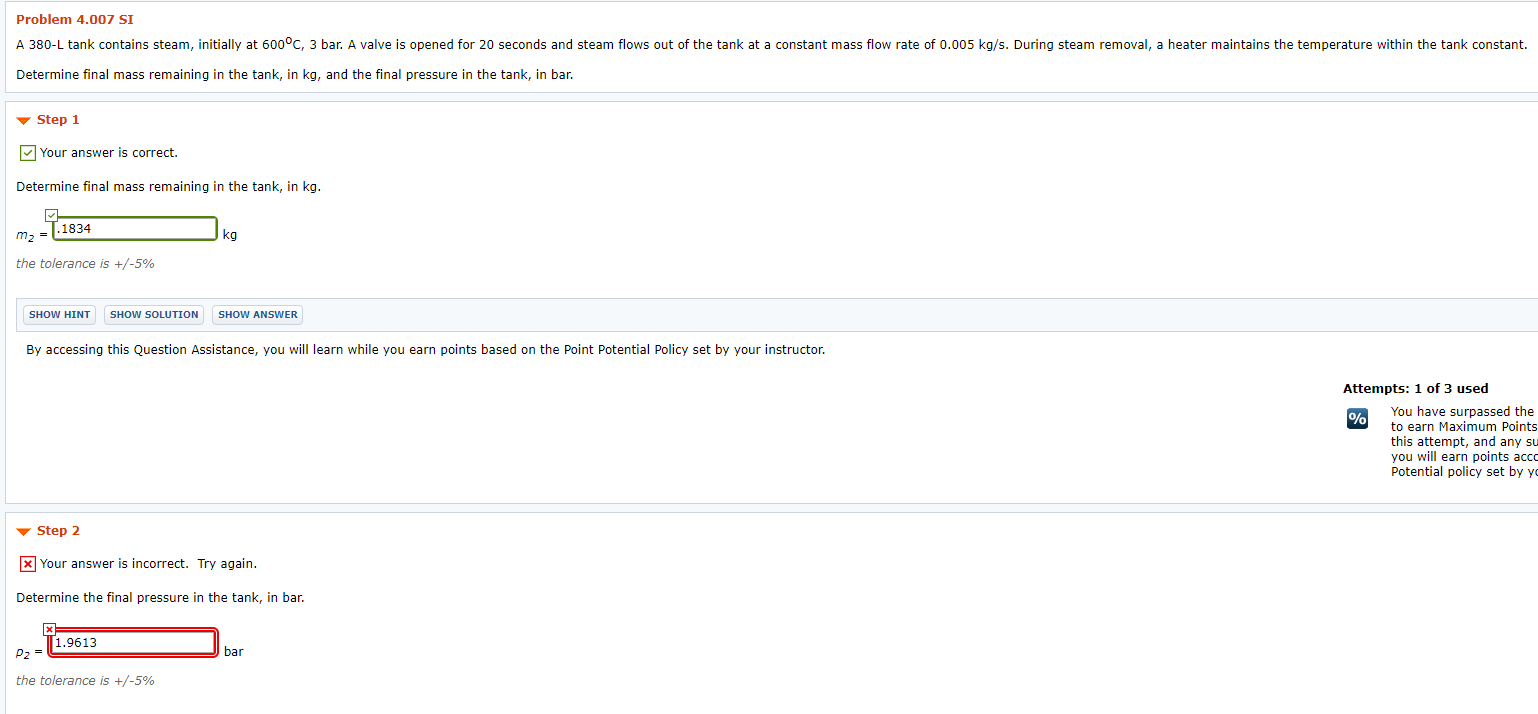 Solved Problem 4.007 SI A 380-L tank contains steam, | Chegg.com