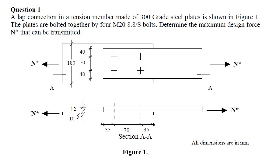 Question 1 A Lap Connection In A Tension Member Made Chegg Com