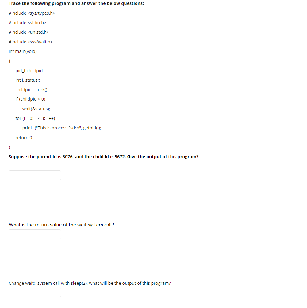 Solved Trace the following program and answer the below | Chegg.com