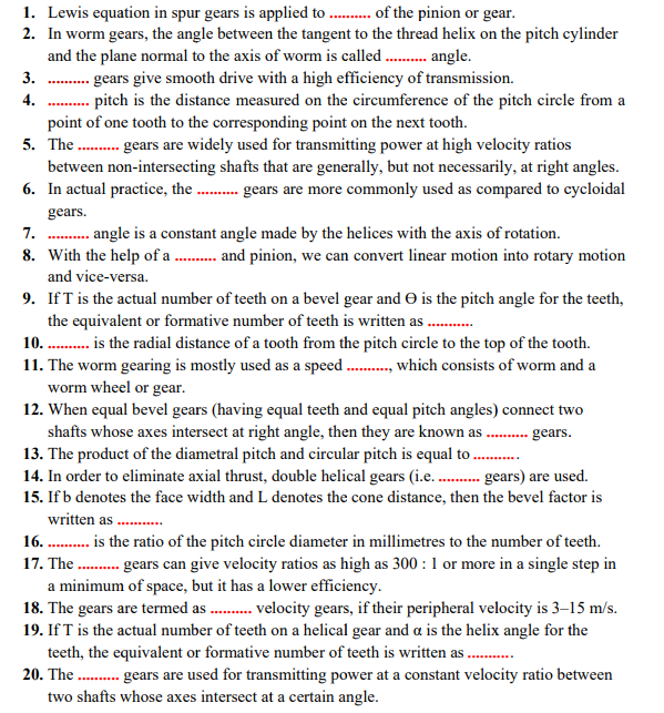 Solved 1. Lewis equation in spur gears is applied to