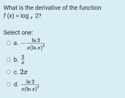 derivative of log 2x derivative of log 2x