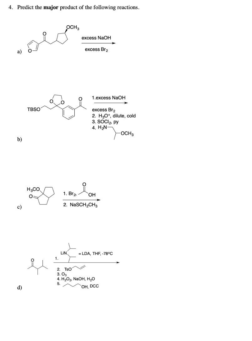 Solved 4. Predict the major product of the following | Chegg.com