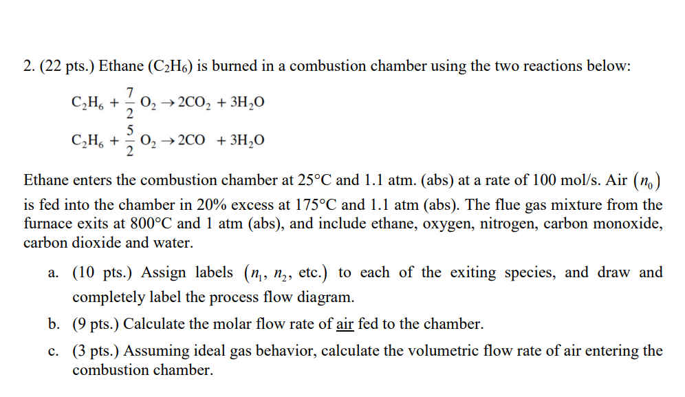 Solved Ethane (C2H6) is burned in a combustion chamber using | Chegg.com