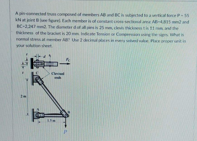 Solved A pin-connected truss composed of members AB and BC | Chegg.com