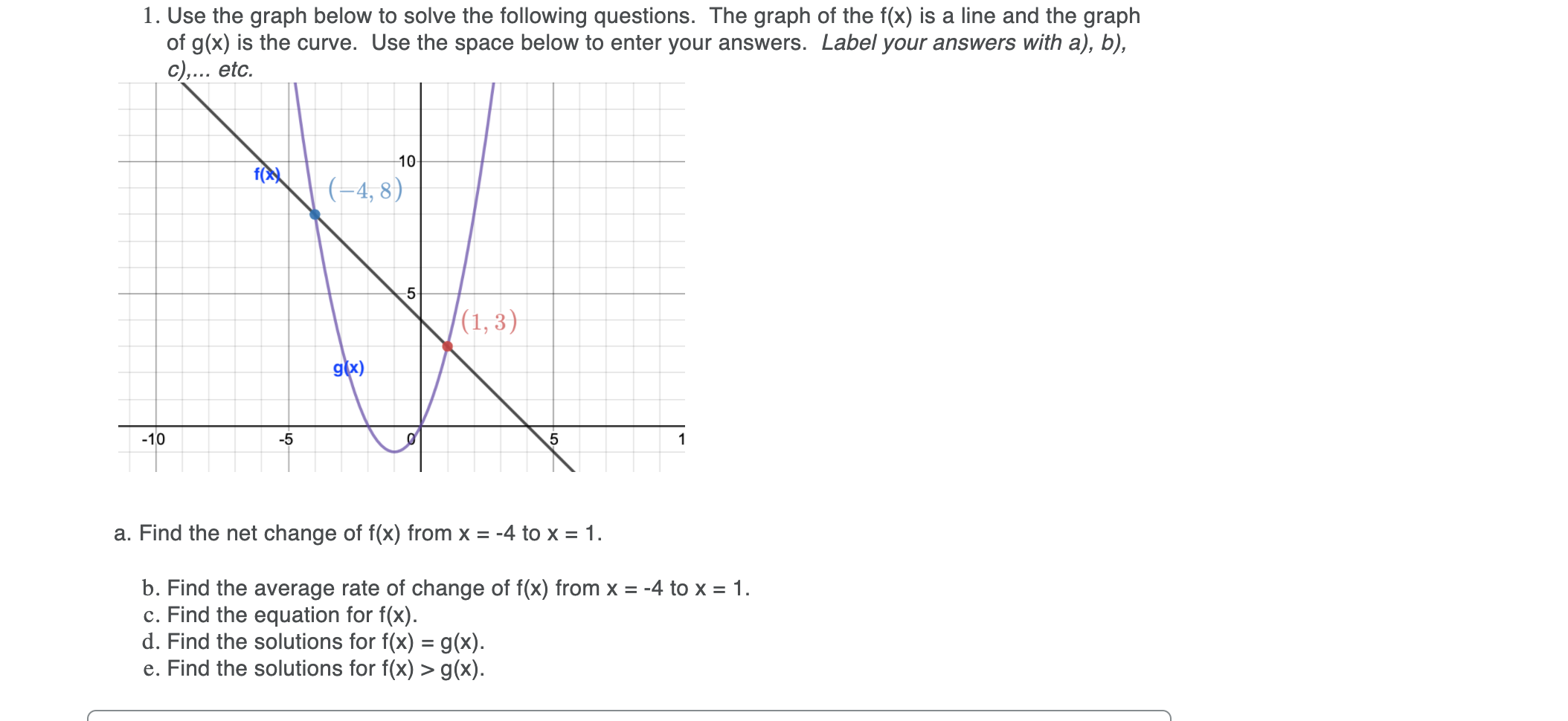 Solved 1 Use The Graph Below To Solve The Following Ques Chegg Com