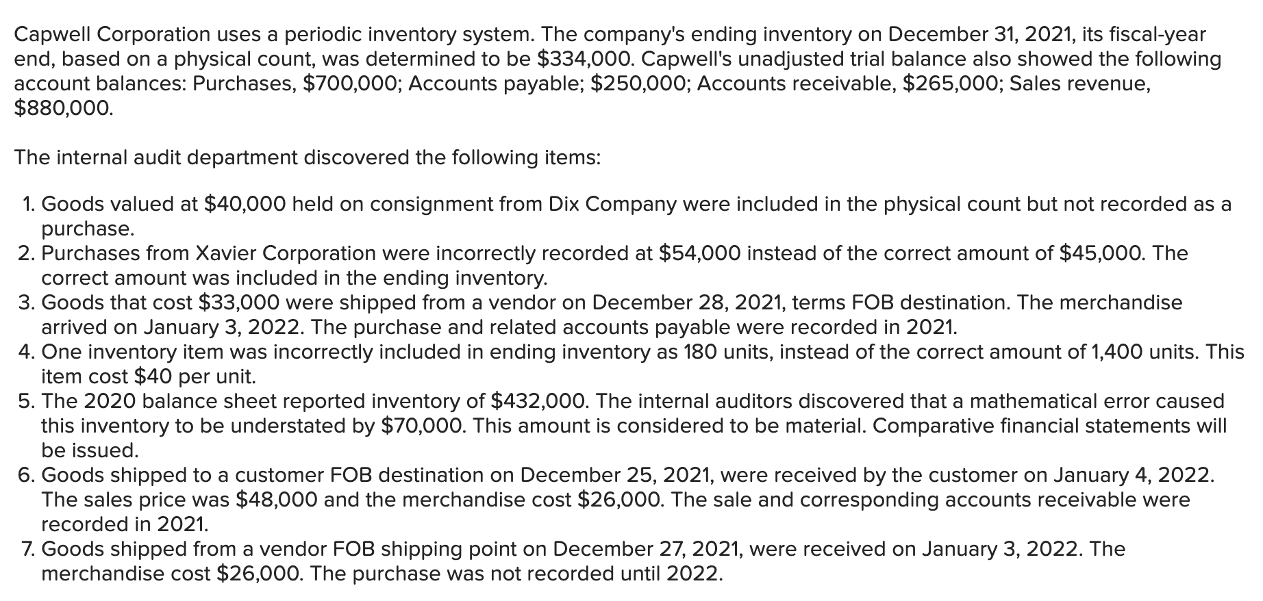 Solved Capwell Corporation uses a periodic inventory system. | Chegg.com