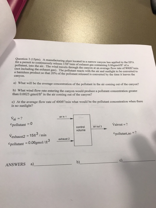 Solved Question 3 (15pts). A manufacturing plant located in | Chegg.com