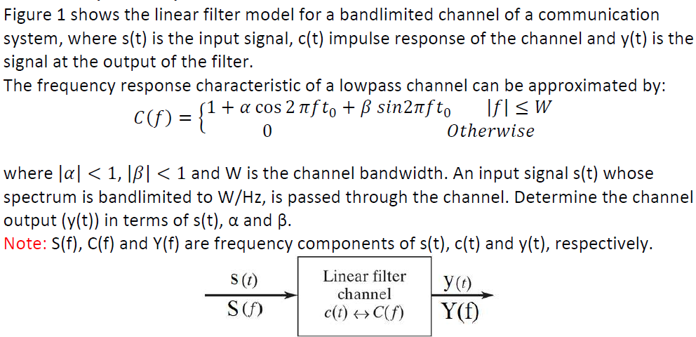 Solved Figure 1 Shows The Linear Filter Model For A Bandl Chegg Com