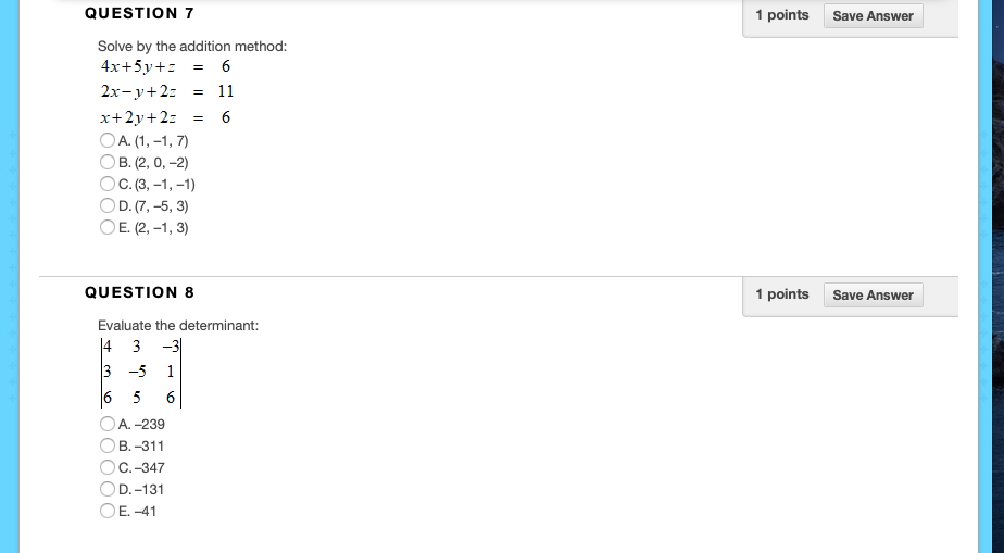 Solved 1 points Save Answer QUESTION 1 Is (-2,-5) a solution | Chegg.com