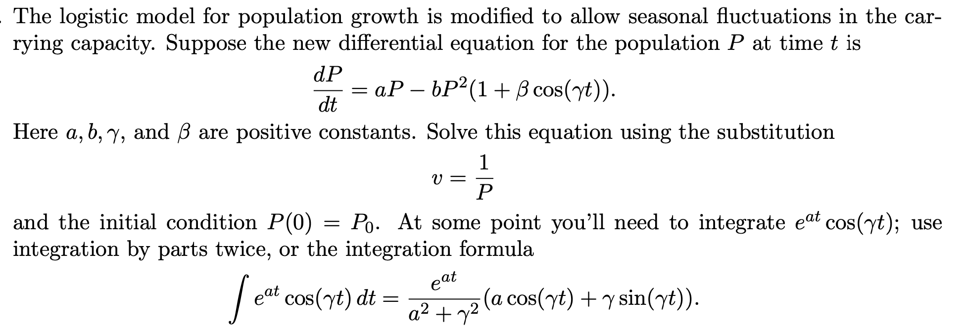 Solved The logistic model for population growth is modified | Chegg.com