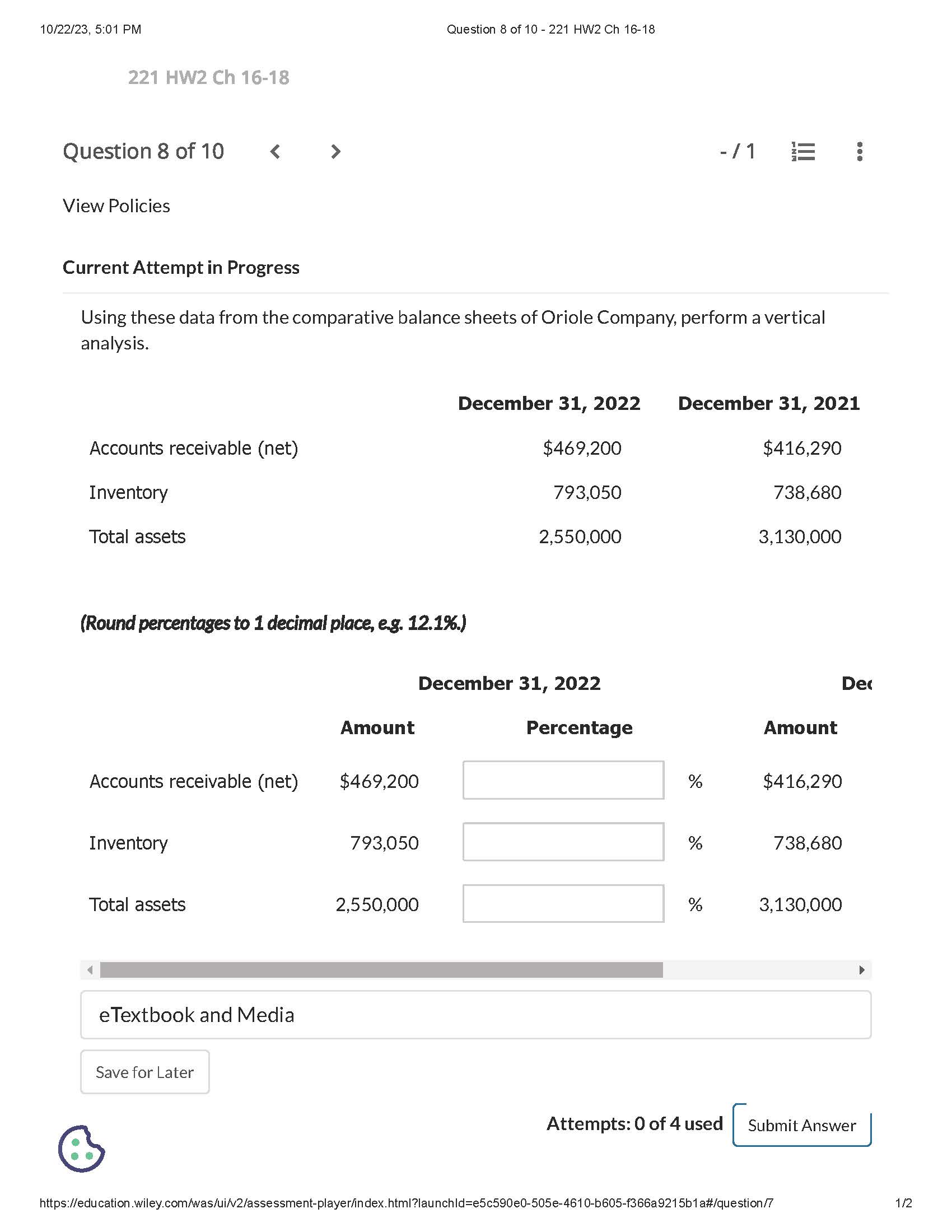 Using these data from the comparative balance sheets
