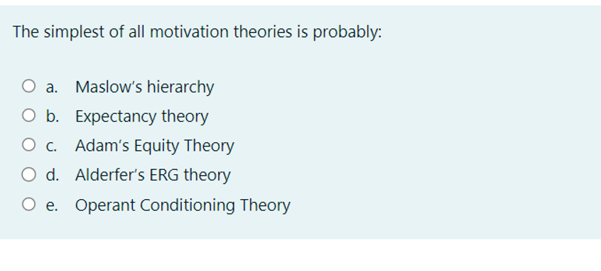Solved The simplest of all motivation theories is | Chegg.com