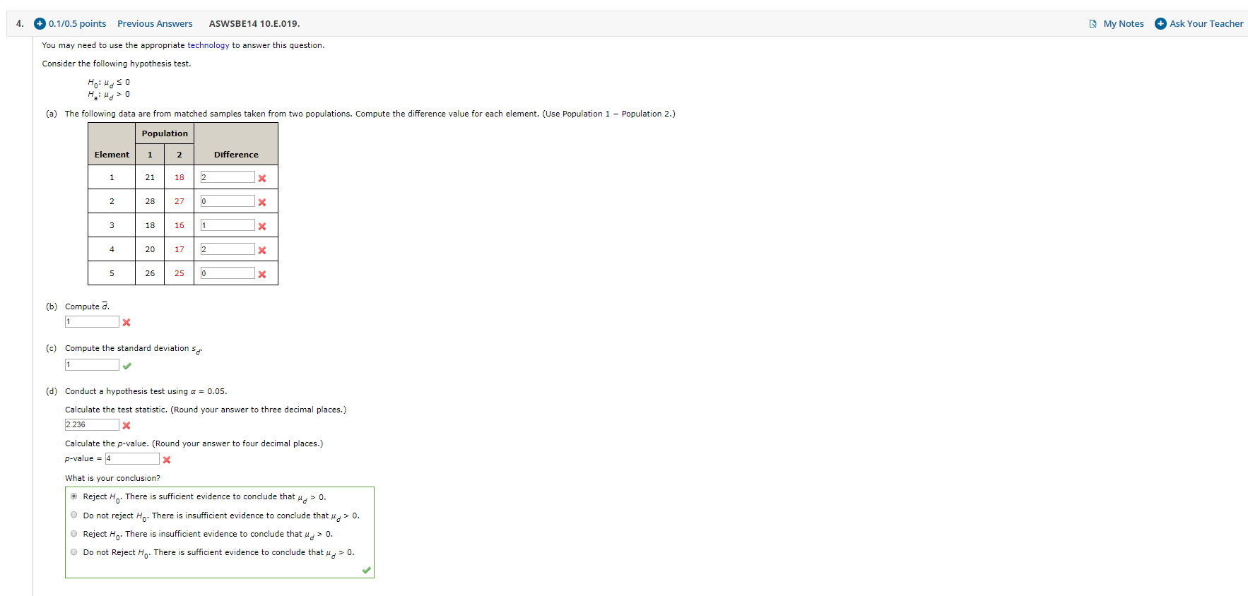 Solved 1. + 0.21/1 points Previous Answers ASWSBE14 | Chegg.com