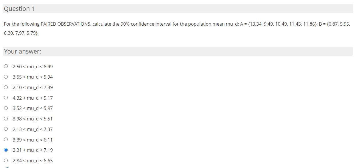 Solved Question 1For The Following PAIRED OBSERVATIONS, | Chegg.com