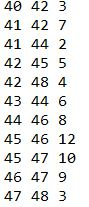 40 42 3 427 41 44 2 42 455 42 48 4 43 446 44 468 45 46 12 45 47 18 46 479 47 483