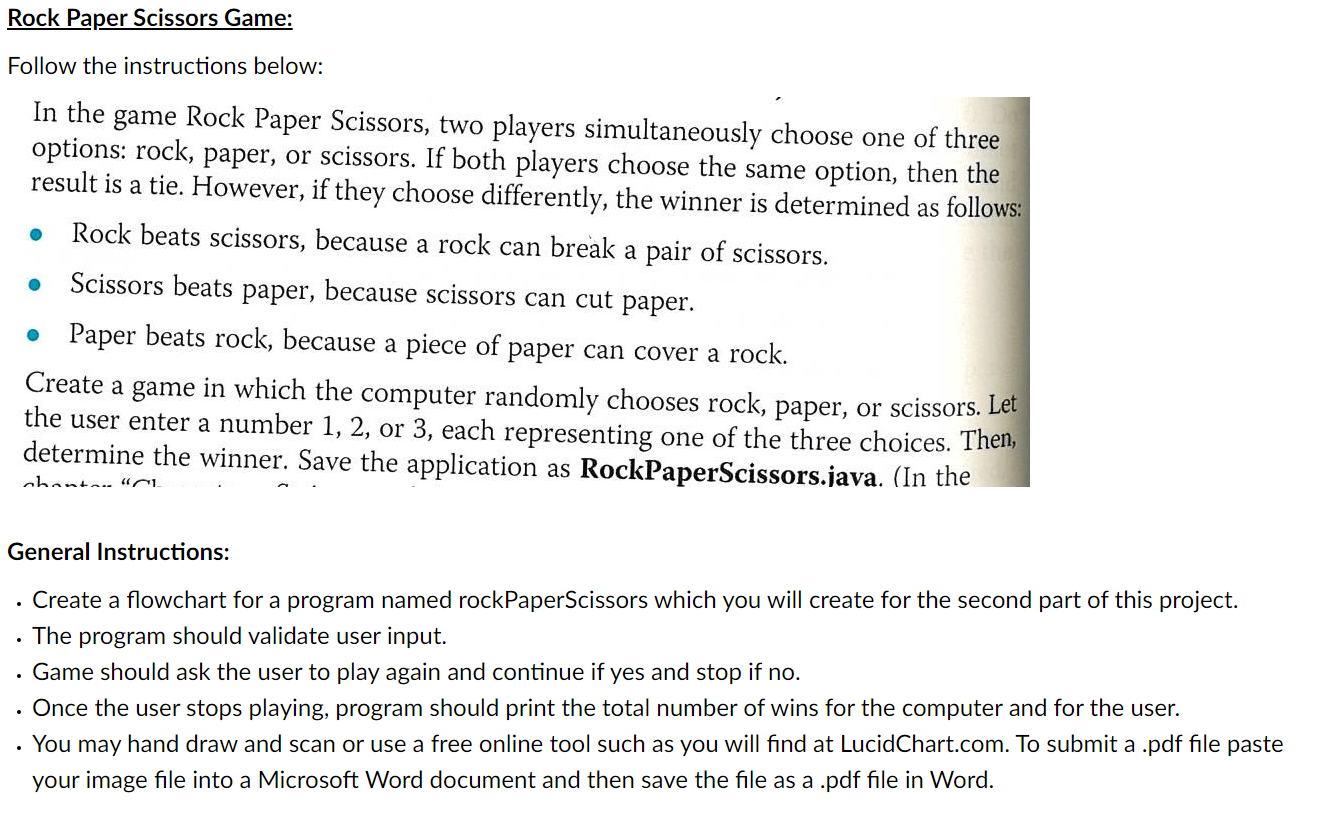 Solved Rock Paper Scissors Game: Follow The Instructions | Chegg.com