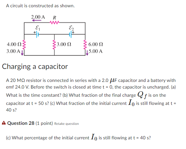 Solved A circuit is constructed as shown. Charging a | Chegg.com