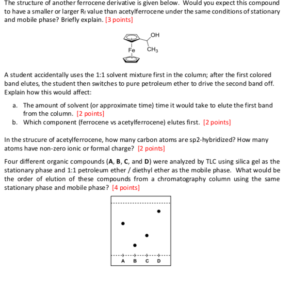 Ferrocene Acetylferrocene The Structure Of Another Chegg Com