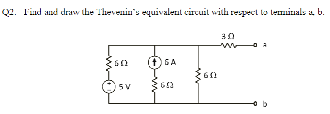 Solved Q2. Find and draw the Thevenin’s equivalent circuit | Chegg.com