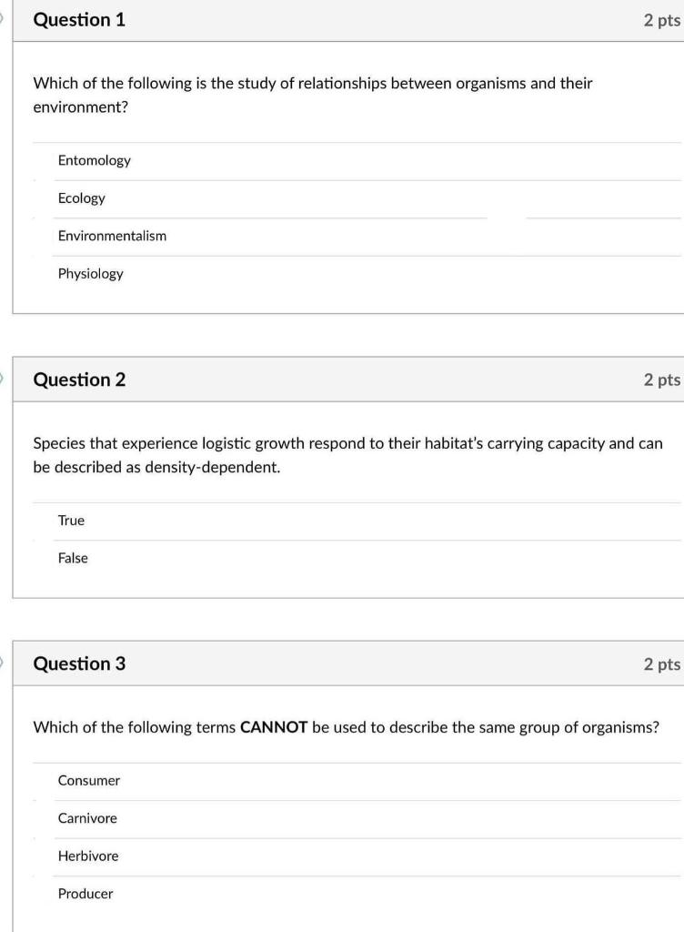 Solved Question 1 2 pts Which of the following is the study | Chegg.com