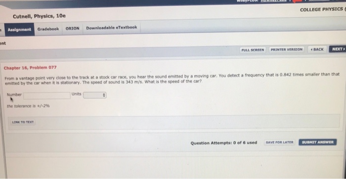 Solved COLLEGE PHYSICS Cutnell, Physics, 10e Assignment | Chegg.com