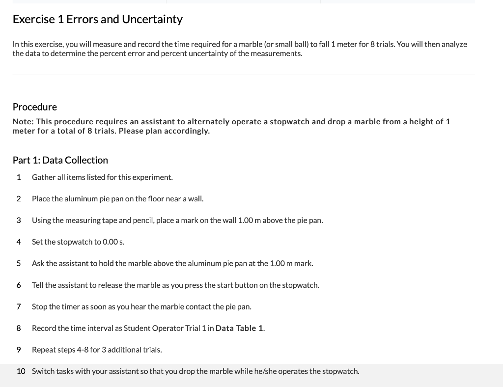 Solved Exercise 1 Errors And Uncertainty In This Exercise, | Chegg.com