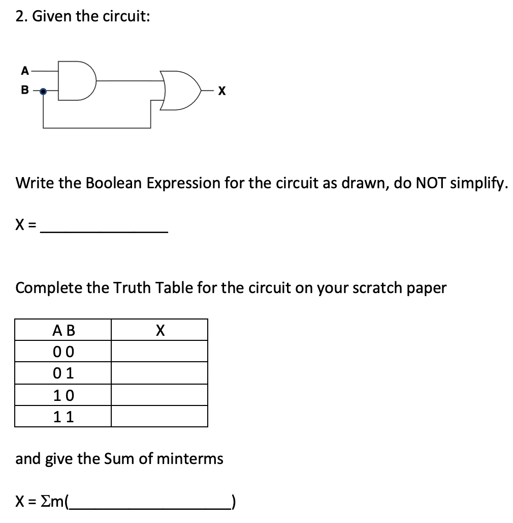 Solved 2. Given The Circuit: A B X Write The Boolean | Chegg.com