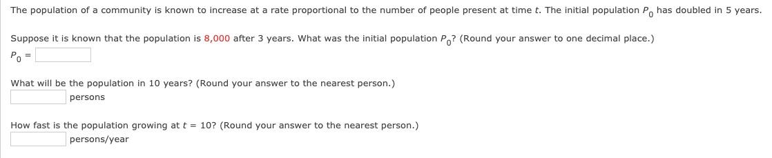 Solved The population of a community is known to increase at | Chegg.com