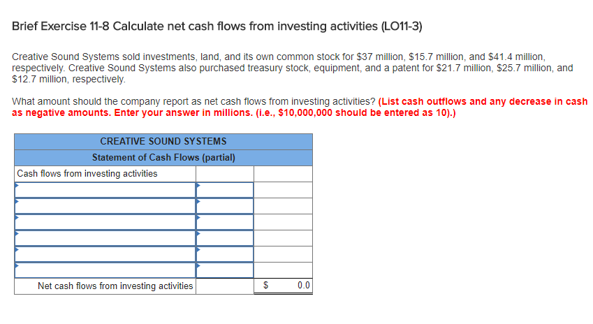 Solved Brief Exercise 11 8 Calculate Net Cash Flows From 1307