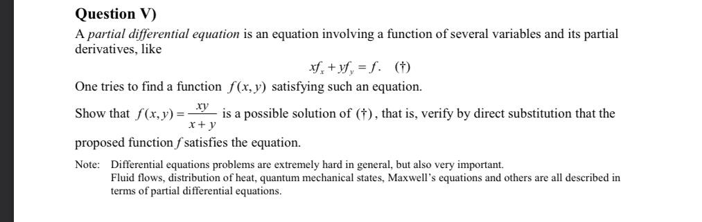 Solved Question V) A partial differential equation is an | Chegg.com