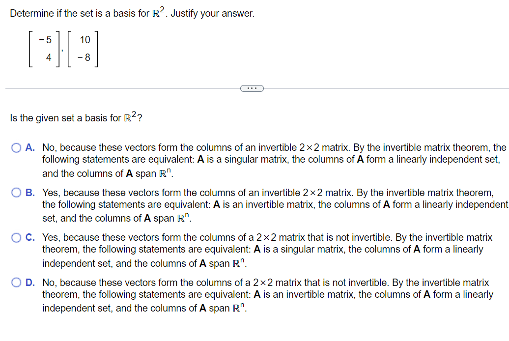 Solved Determine If The Set Is A Basis For R2. Justify Your | Chegg.com